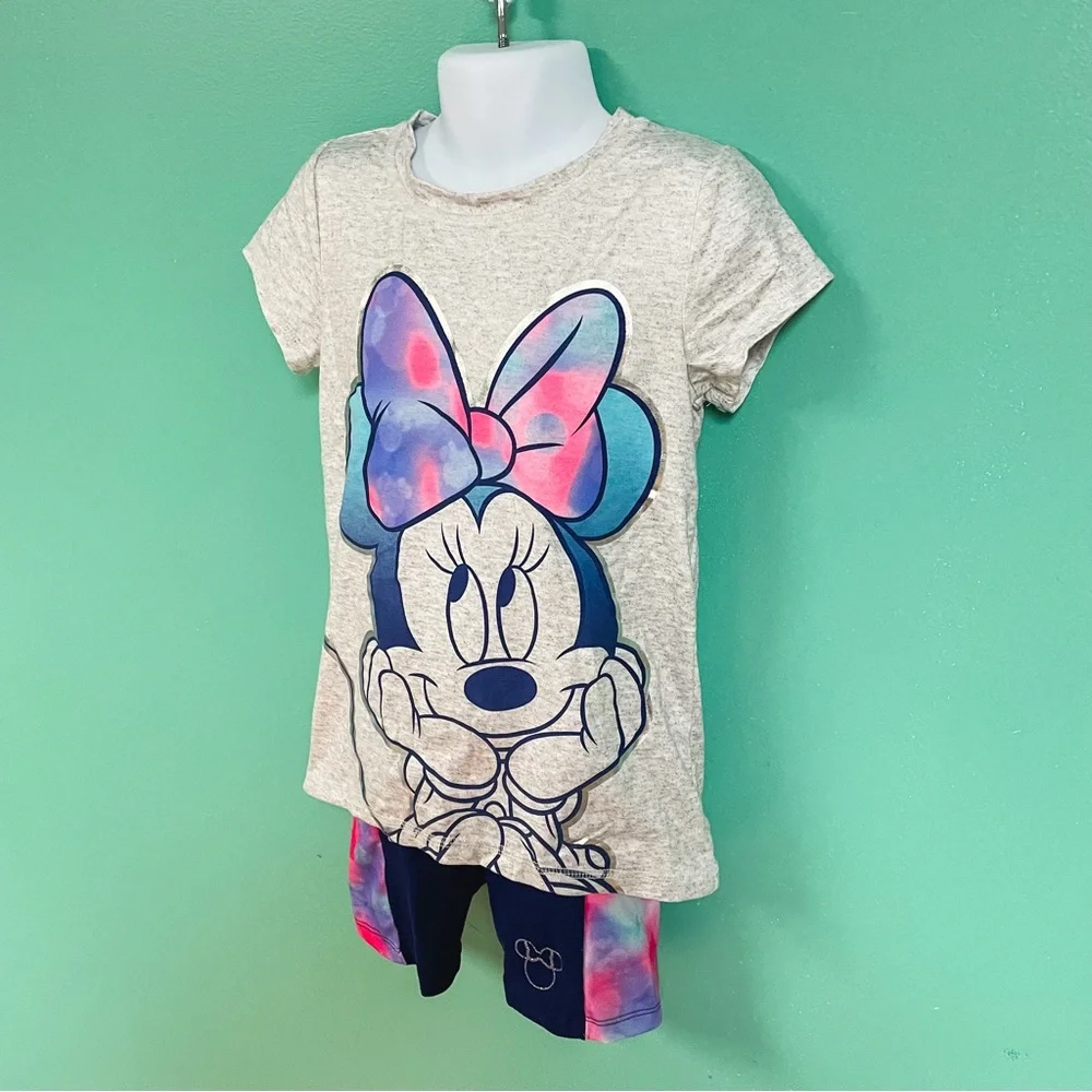 Disney x Jumping Beans Gray & Navy Minnie Mouse Activewear Outfit Girls 4